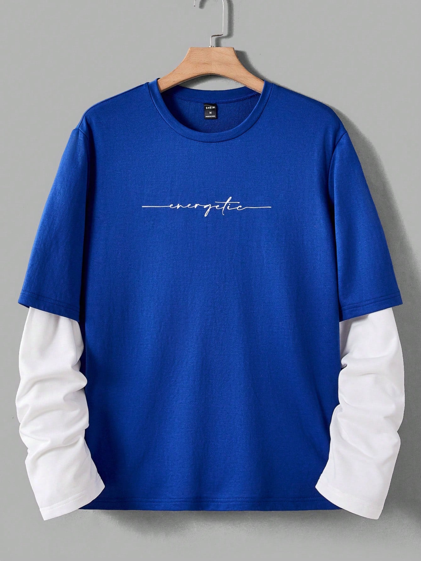 Manfinity Rebelgame Men T-Shirts Fit Crew Neck Drop Shoulder Long Sleeve Slogan Tee Casual Back to School Clothes Summer Polyester