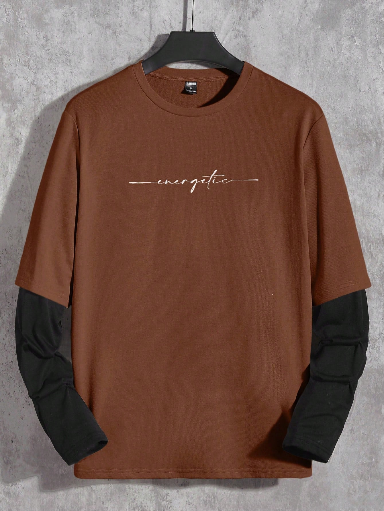 Manfinity Rebelgame Men T-Shirts Fit Crew Neck Drop Shoulder Long Sleeve Slogan Tee Casual Back to School Clothes Summer Polyester