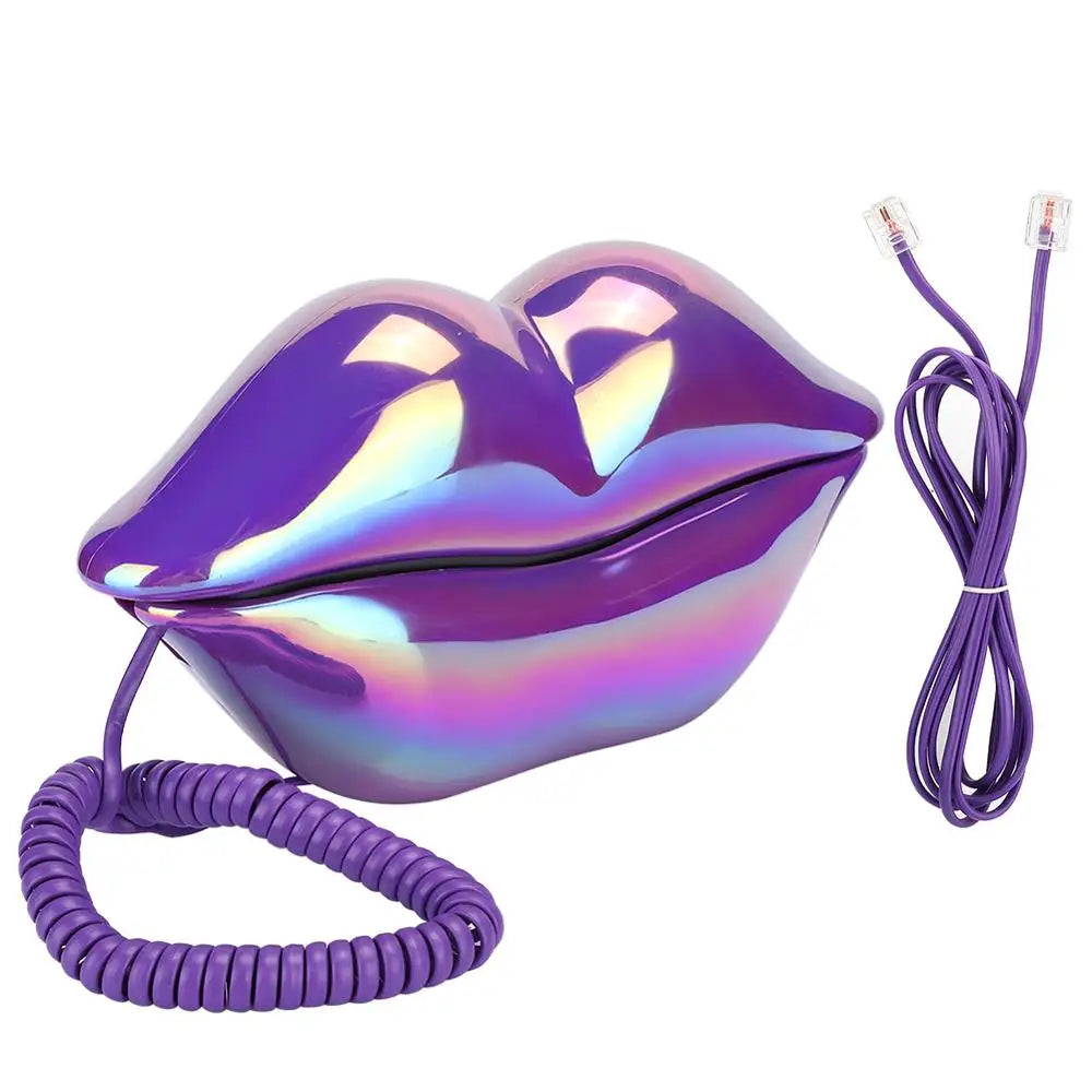 Lips Telephone Electroplate Desktop Landline Phone for Hotel Decoration Lip Shaped Phones Mouth Telephone Mini Phone