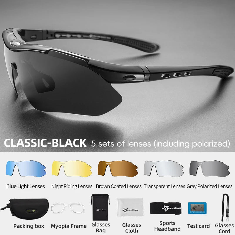 Cycling Polarized Glasses Bike Photochromic Outdoor Sports Sunglasses MTB PC Goggles Eyewear 5/3 Lens Bicycle Accessory
