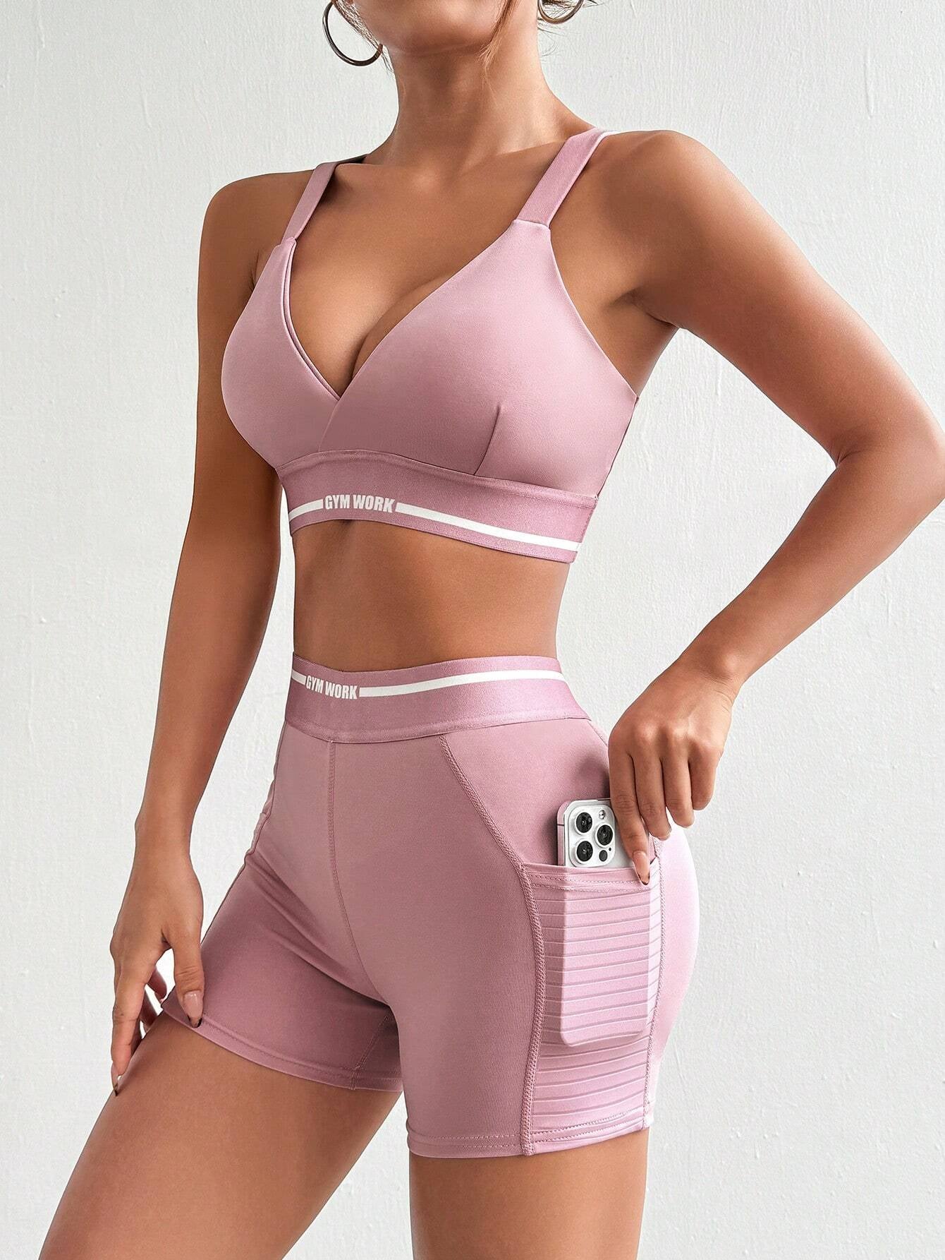 Sovereign Charm Women Letter Printed Tank Top and Short Leggings Casual Sportswear Suit Workout Women Setwomen Workout Set Gym Women Outfit