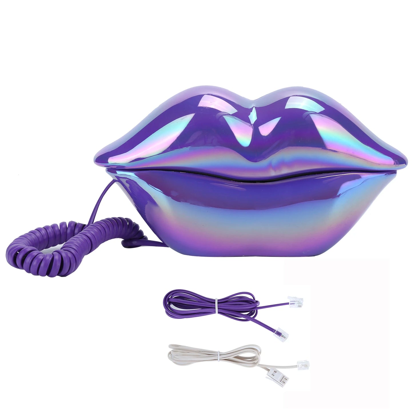 Lips Telephone Electroplate Desktop Landline Phone for Hotel Decoration Lip Shaped Phones Mouth Telephone Mini Phone