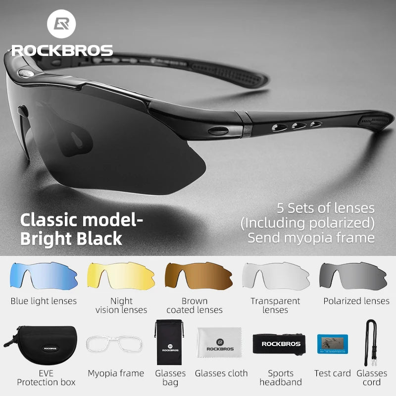 Cycling Polarized Glasses Bike Photochromic Outdoor Sports Sunglasses MTB PC Goggles Eyewear 5/3 Lens Bicycle Accessory