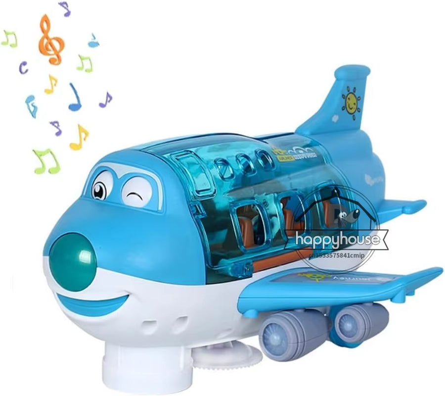 360 Degree Rotating Airplane Model Electric Plane Toy with Light Music Bump and Go Action Toddler Toy Children Xmas Gifts