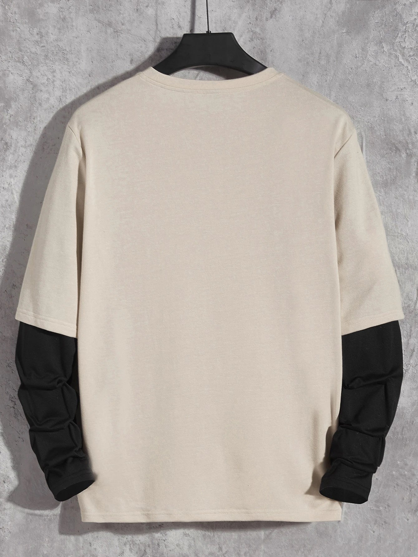 Manfinity Rebelgame Men T-Shirts Fit Crew Neck Drop Shoulder Long Sleeve Slogan Tee Casual Back to School Clothes Summer Polyester