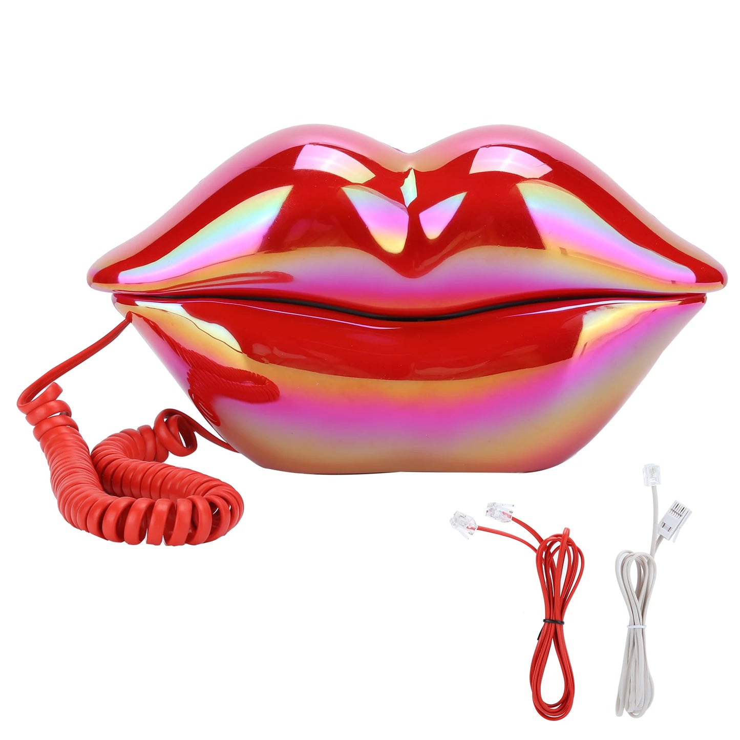 Lips Telephone Electroplate Desktop Landline Phone for Hotel Decoration Lip Shaped Phones Mouth Telephone Mini Phone