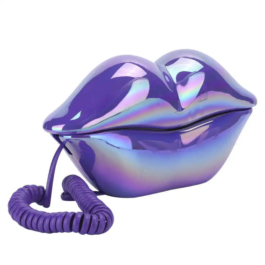 Lips Telephone Electroplate Desktop Landline Phone for Hotel Decoration Lip Shaped Phones Mouth Telephone Mini Phone