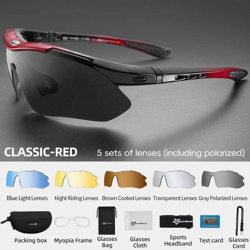 Cycling Polarized Glasses Bike Photochromic Outdoor Sports Sunglasses MTB PC Goggles Eyewear 5/3 Lens Bicycle Accessory