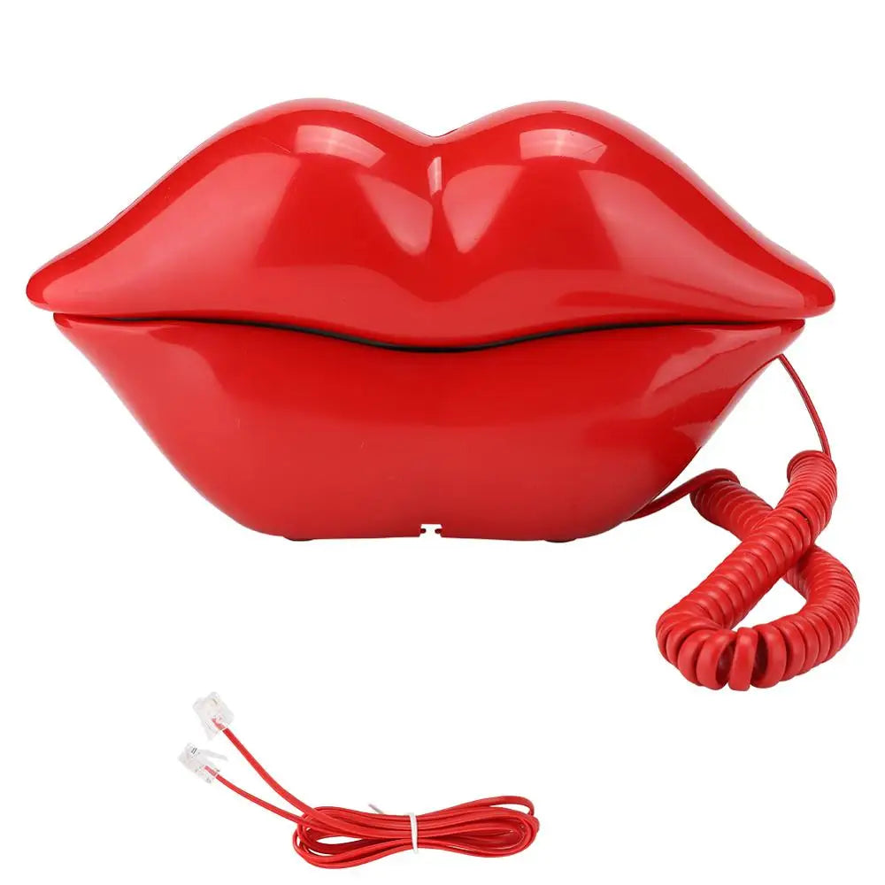 Lips Telephone Electroplate Desktop Landline Phone for Hotel Decoration Lip Shaped Phones Mouth Telephone Mini Phone