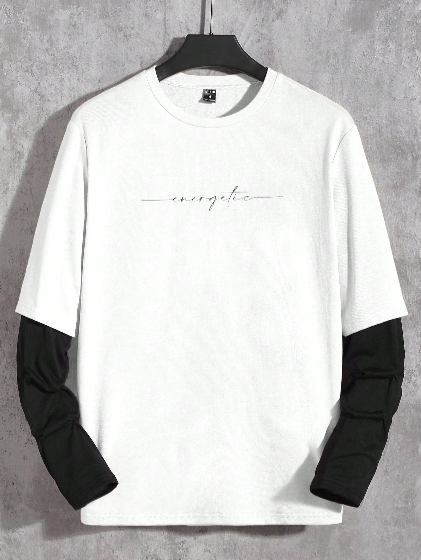 Manfinity Rebelgame Men T-Shirts Fit Crew Neck Drop Shoulder Long Sleeve Slogan Tee Casual Back to School Clothes Summer Polyester