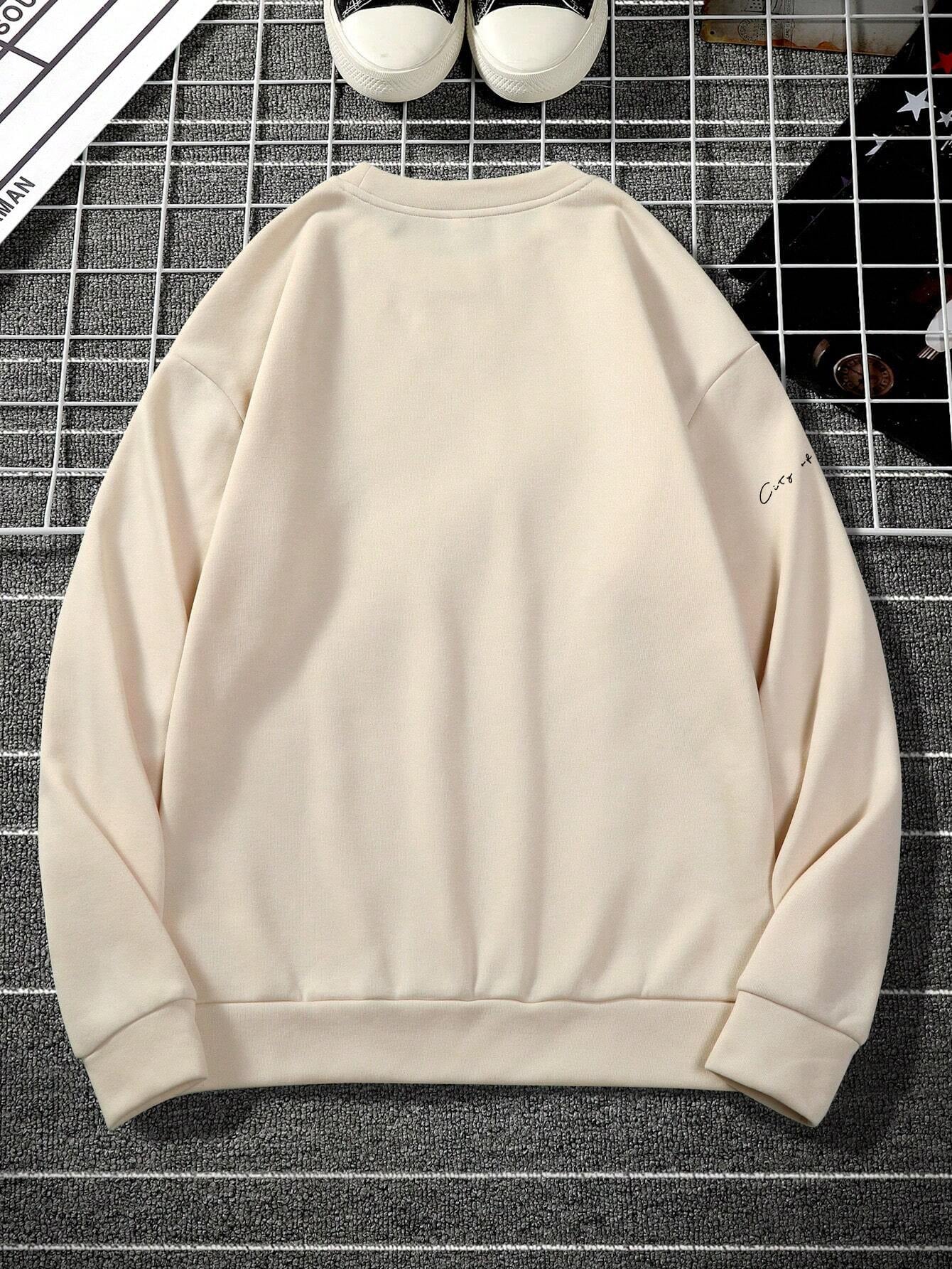 Manfinity Homme Men Slogan Graphic Sweatshirt Vacation Long Sleeve Sweatshirt, for Friends, Husband, Boyfriend Gifts, Los Angeles Outfit, Men Sweatshirts, Men Long Sleeves