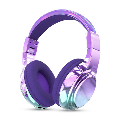 Glossy Bluetooth Headphones for Kids Girls Wireless Stereo Headset with Mic for Travel Children'S Music Helmet Christmas Gifts