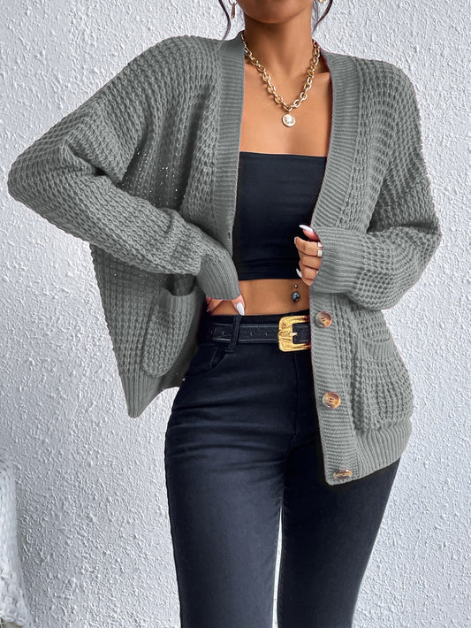 Chiquease Double Pocket Drop Shoulder Cardigan