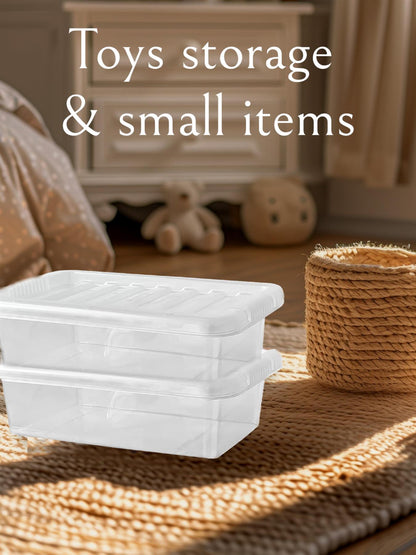 Clear Plastic Storage Boxes with Lids Stackable Box Home Office Kitchen UK Made