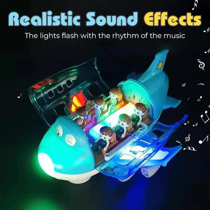 360 Degree Rotating Airplane Model Electric Plane Toy with Light Music Bump and Go Action Toddler Toy Children Xmas Gifts