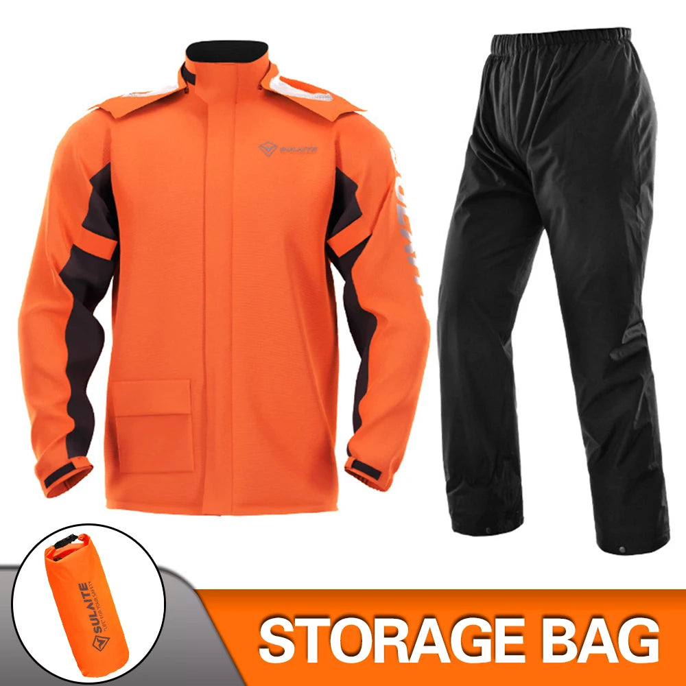 Professional Motorcycle Rain Suit for Rainstorm Protection - Jacket and Pants for Camping, Hiking, Fishing, and Riding