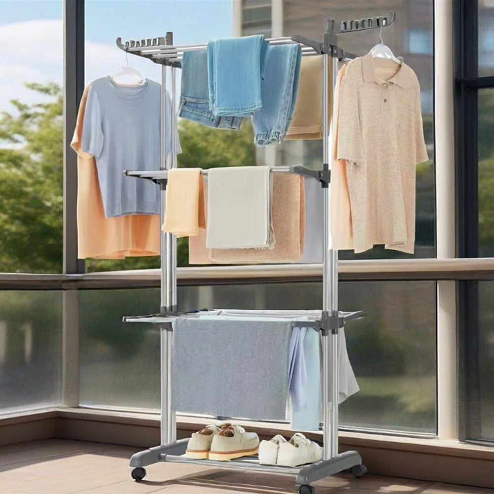 4 Tier Foldable Clothes Airer Rack Indoor Outdoor Dryer Laundry Dry Rail Hanger