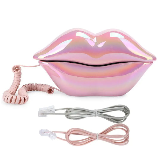 Lips Telephone Electroplate Desktop Landline Phone for Hotel Decoration Lip Shaped Phones Mouth Telephone Mini Phone