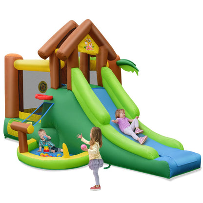 Inflatable Bounce House with Slides and Climbing Wall with Air Blower