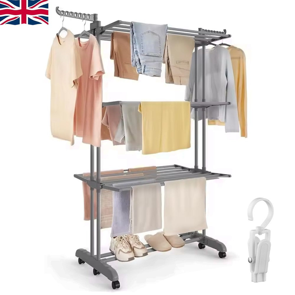 4 Tier Foldable Clothes Airer Rack Indoor Outdoor Dryer Laundry Dry Rail Hanger