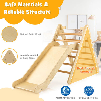 2-In-1 Wooden Triangle Climbing Toy with Gradient Adjustable Slide