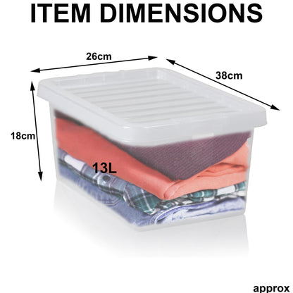 Clear Plastic Storage Boxes with Lids Stackable Box Home Office Kitchen UK Made