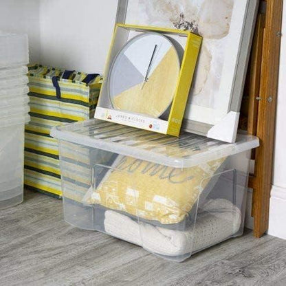 Clear Plastic Storage Boxes with Lids Stackable Box Home Office Kitchen UK Made