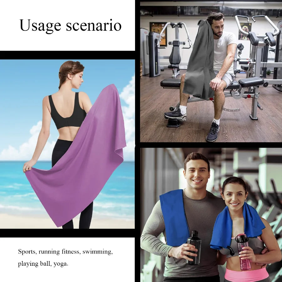 3PCS Quick Dry Beach Towel, Microfiber Travel Towel 3 Size in 1 Pack,Fast Drying Towel Set for Camping, Beach, Gym, Sports, Yoga