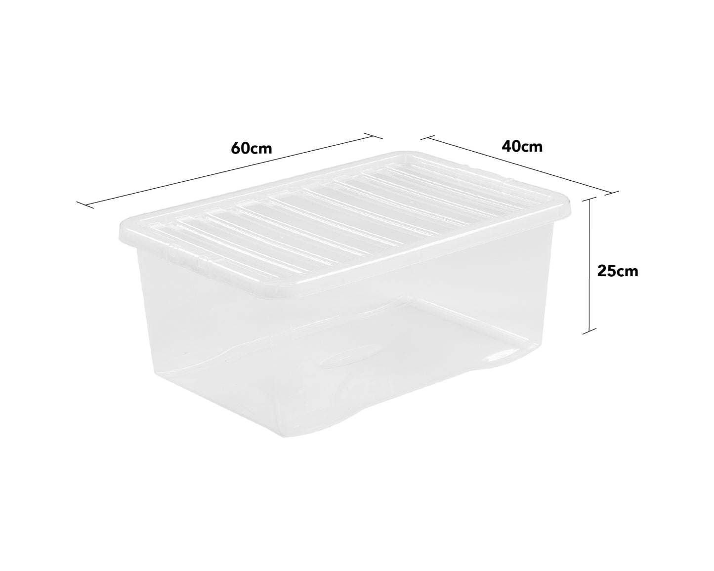 45 Litres Clear Crystal Plastic Large Storage Box with Lid Home Office UK Made