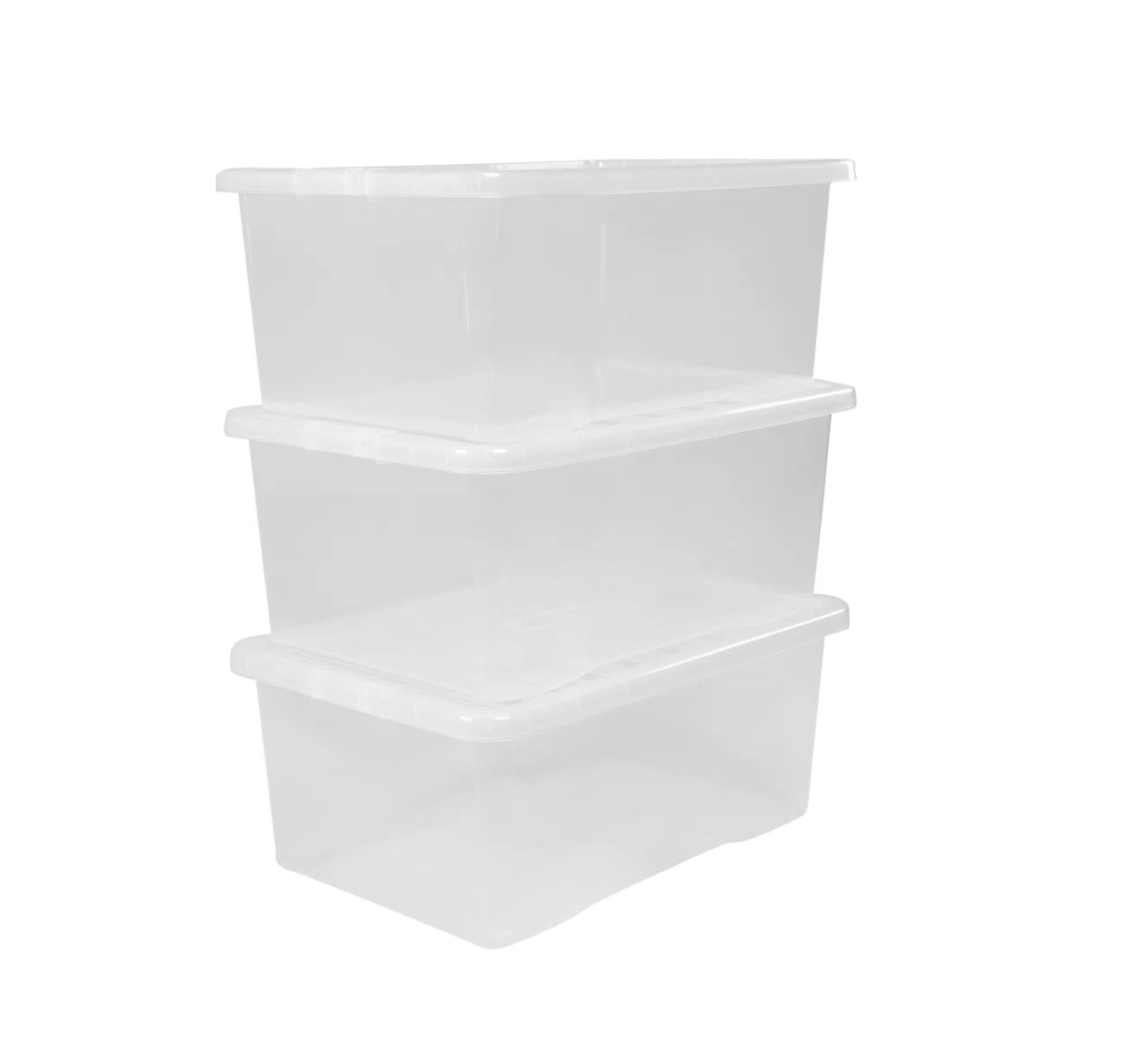 45 Litres Clear Crystal Plastic Large Storage Box with Lid Home Office UK Made