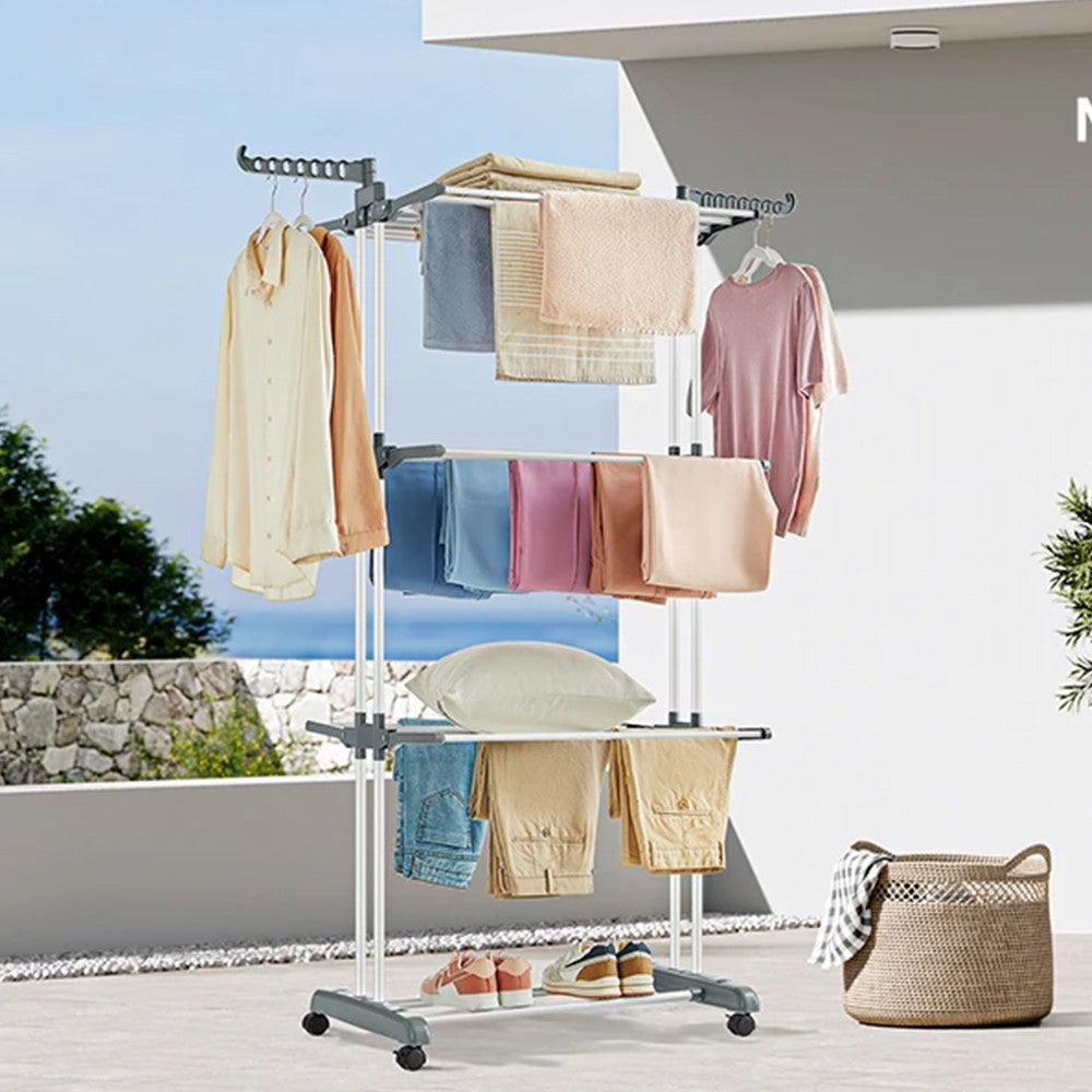 4 Tier Foldable Clothes Airer Rack Indoor Outdoor Dryer Laundry Dry Rail Hanger