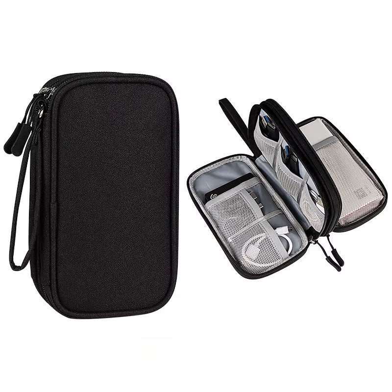 Portable Double Layer Travel Portable Digital Product Storage Bag USB Data Cable Manager Earphones Mobile Power Storage Bag 1Pcs