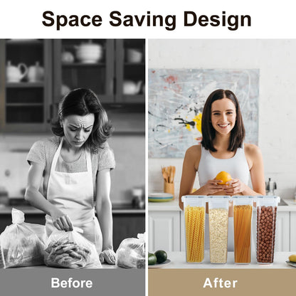 SET of 4 AIR TIGHT STORAGE CONTAINERS CEREAL FOOD DRY KITCHEN PATRY DISPENSER