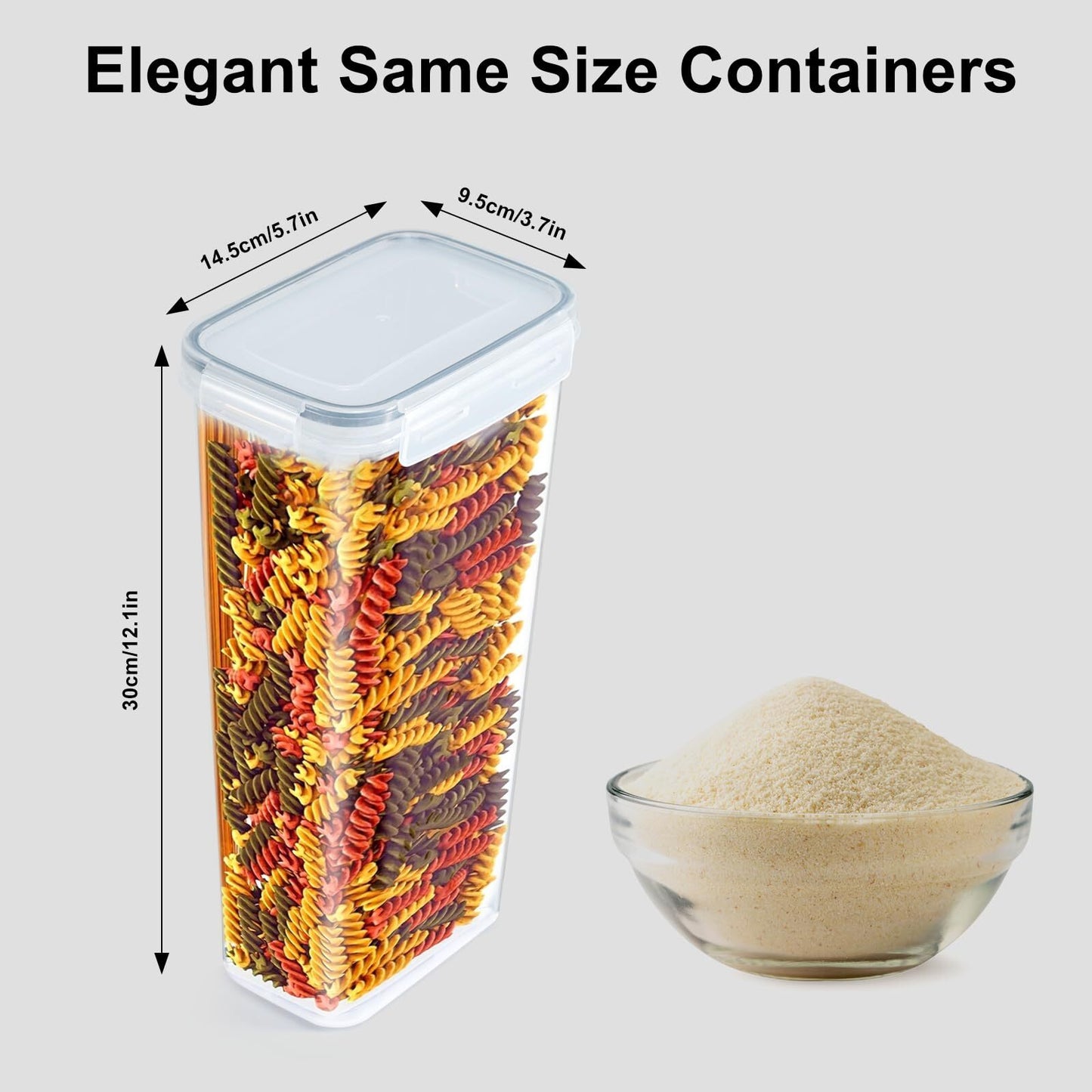 SET of 4 AIR TIGHT STORAGE CONTAINERS CEREAL FOOD DRY KITCHEN PATRY DISPENSER