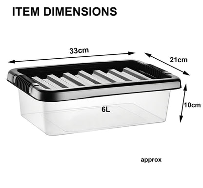 Clear Plastic Storage Boxes with Lids Stackable Box Home Office Kitchen UK Made