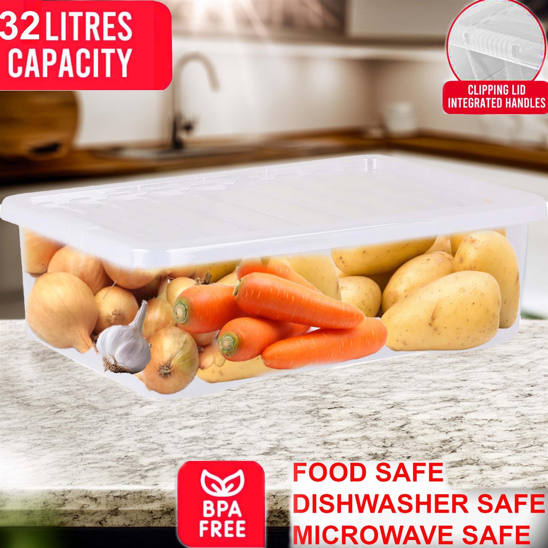 Clear Plastic Storage Boxes with Lids Stackable Box Home Office Kitchen UK Made