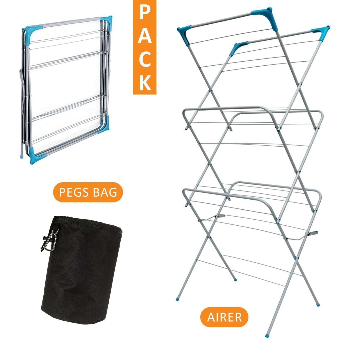 3 Tier Clothes Dryer Airer Foldable Laundry Rack Washing Line Drying Horse 14M