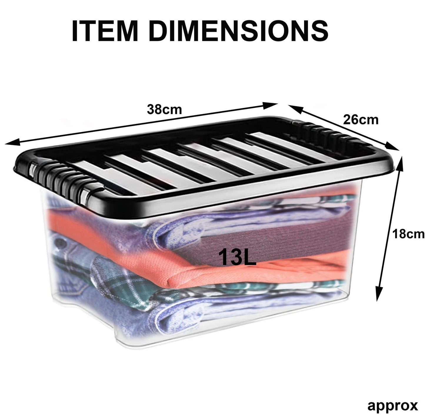 Clear Plastic Storage Boxes with Lids Stackable Box Home Office Kitchen UK Made