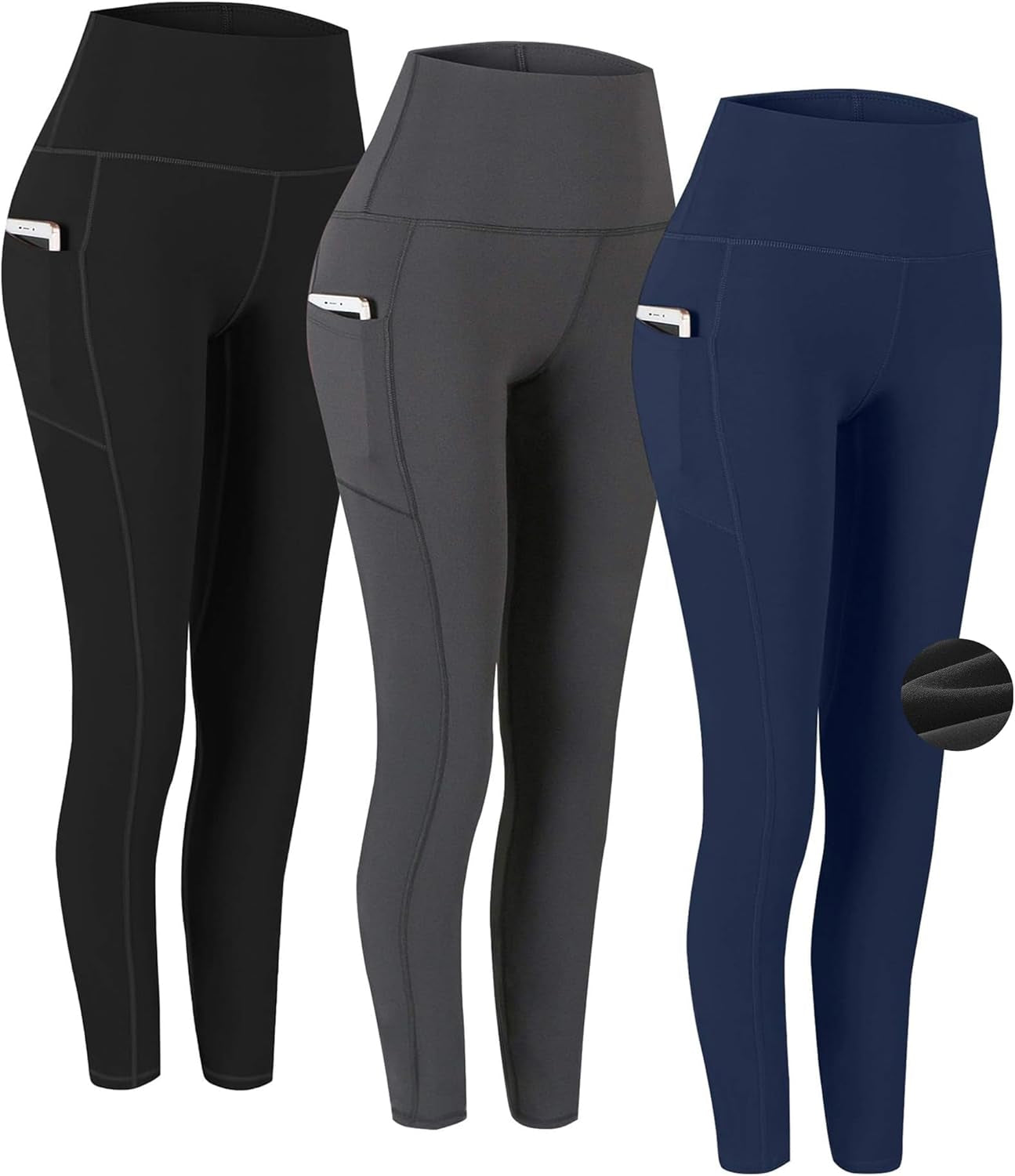 2 Pack High Waist Yoga Pants with Pockets, Tummy Control Workout Running Yoga Leggings for Women