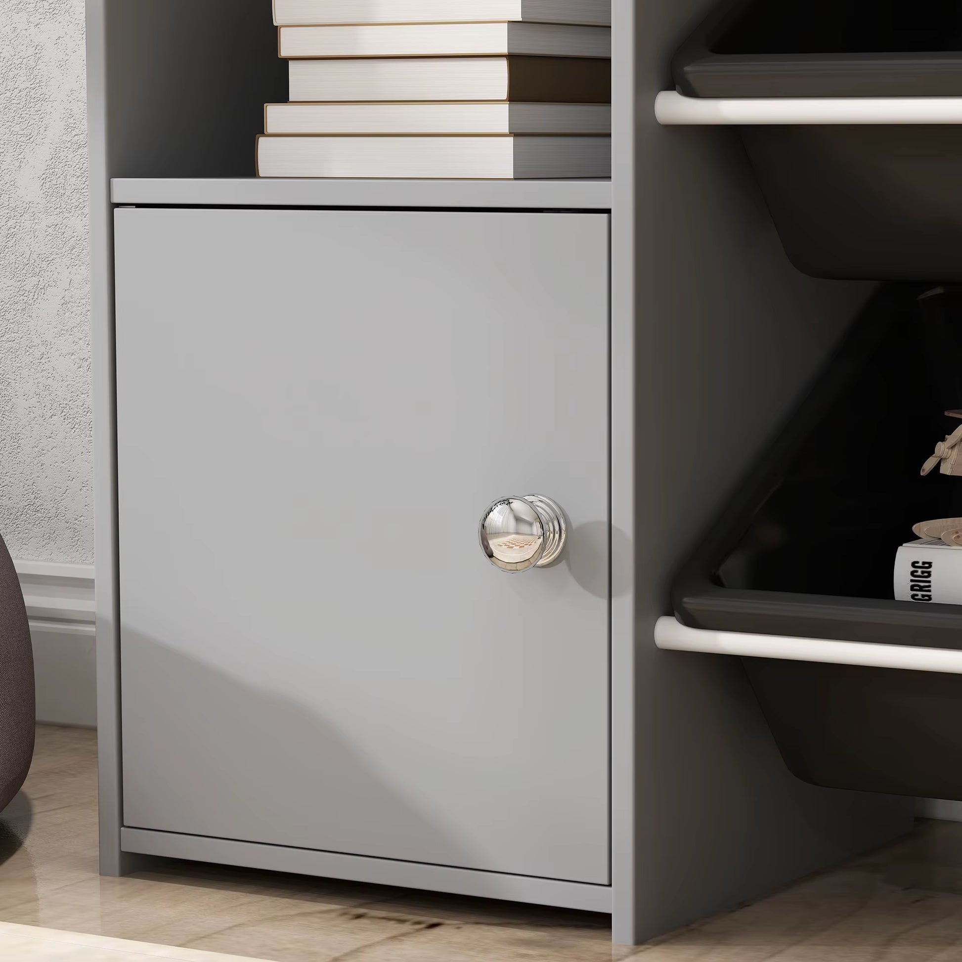 Toy Storage Unit, with 8 Removable Bins, Storage Shelves, Cabinet, for Playroom, Kids Room, Nursery, Grey