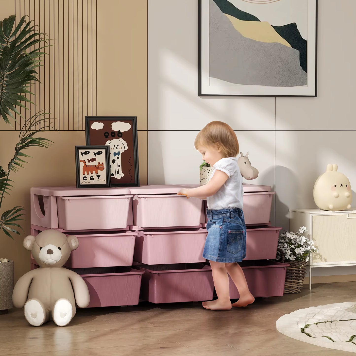 Kids Storage Units with Drawers 3 Tier Chest Dresser Tower
