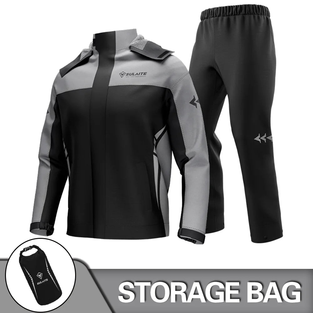 Professional Motorcycle Rain Suit for Rainstorm Protection - Jacket and Pants for Camping, Hiking, Fishing, and Riding