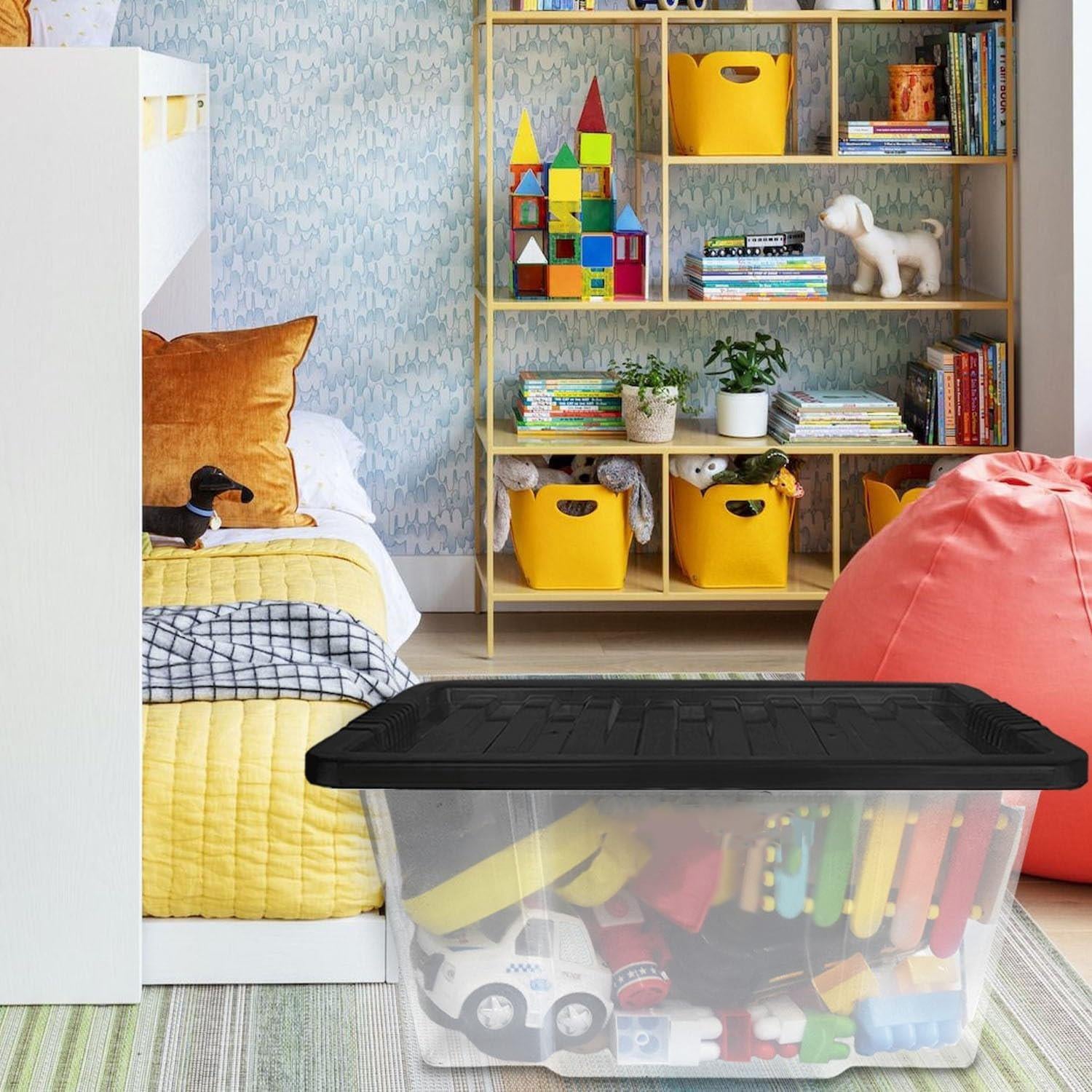 Clear Plastic Storage Boxes with Lids Stackable Box Home Office Kitchen UK Made