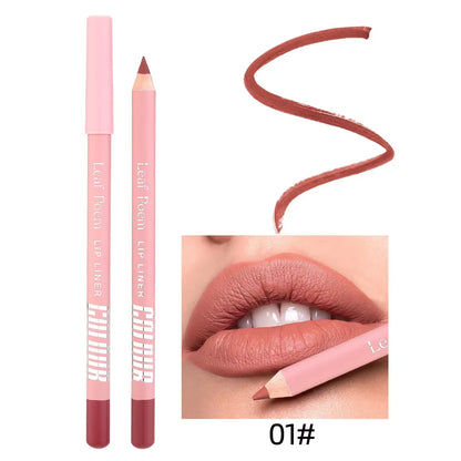 12 Color Nude Matte Lipstick Pencil Long-Lasting Waterproof Lip Pencil High Pigmented Lip Liner Lip Makeup Tool