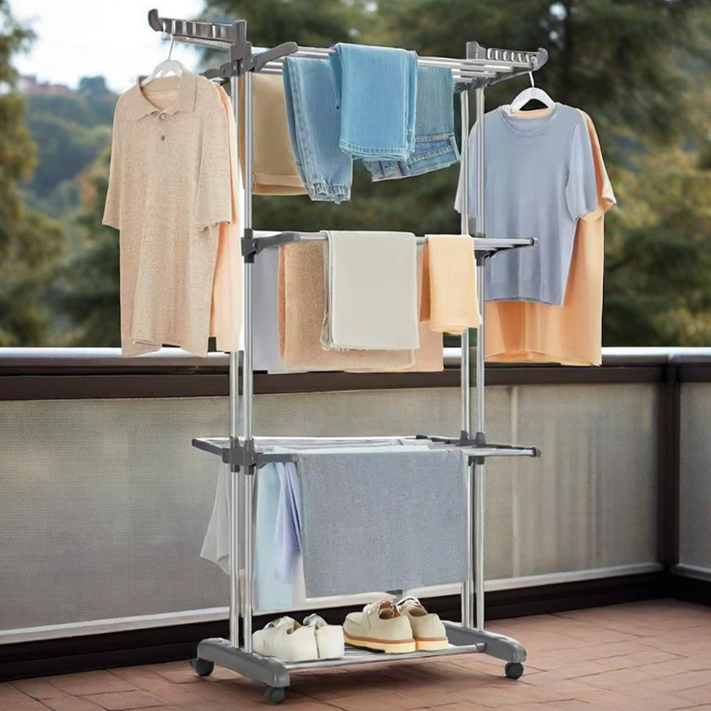 4 Tier Foldable Clothes Airer Rack Indoor Outdoor Dryer Laundry Dry Rail Hanger