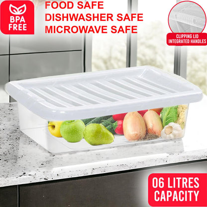 Clear Plastic Storage Boxes with Lids Stackable Box Home Office Kitchen UK Made