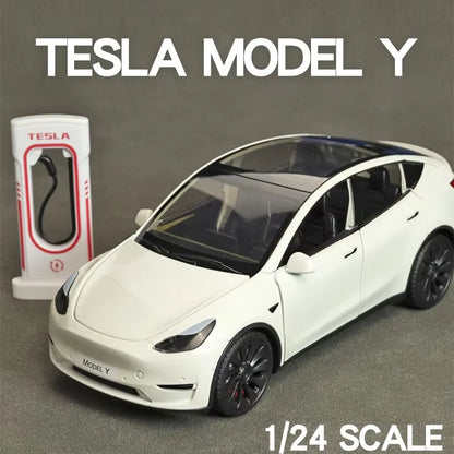 1:24 Tesla Model Y Model 3 Model S Metal Alloy Diecast Toy Car Model Sound and Light Children'S Toy Collectibles Birthday Gifts