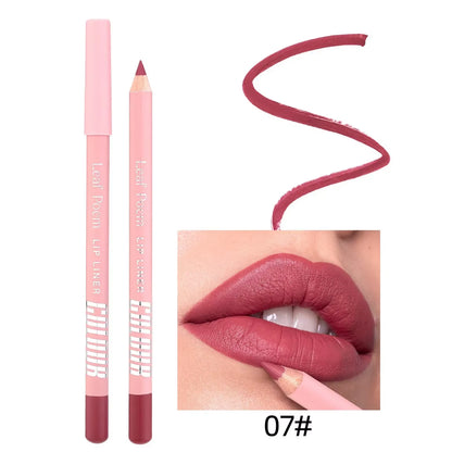 12 Color Nude Matte Lipstick Pencil Long-Lasting Waterproof Lip Pencil High Pigmented Lip Liner Lip Makeup Tool