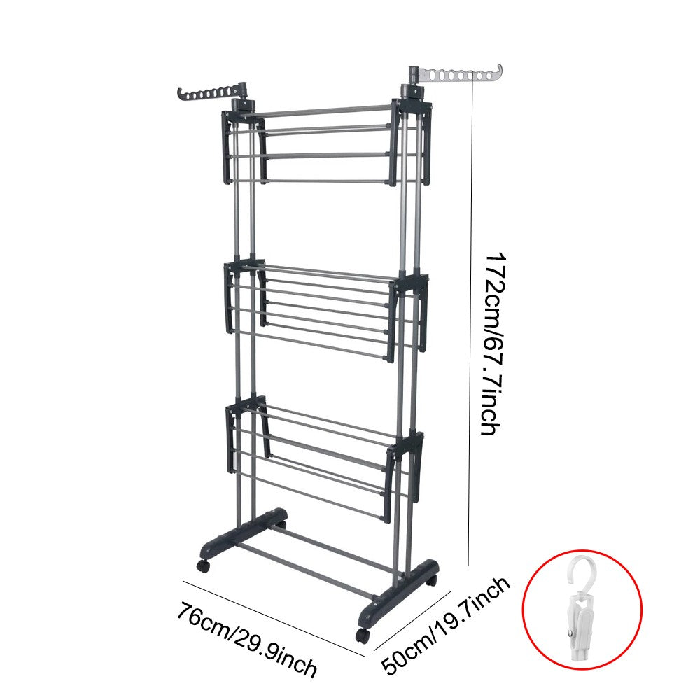 4 Tier Foldable Clothes Airer Rack Indoor Outdoor Dryer Laundry Dry Rail Hanger