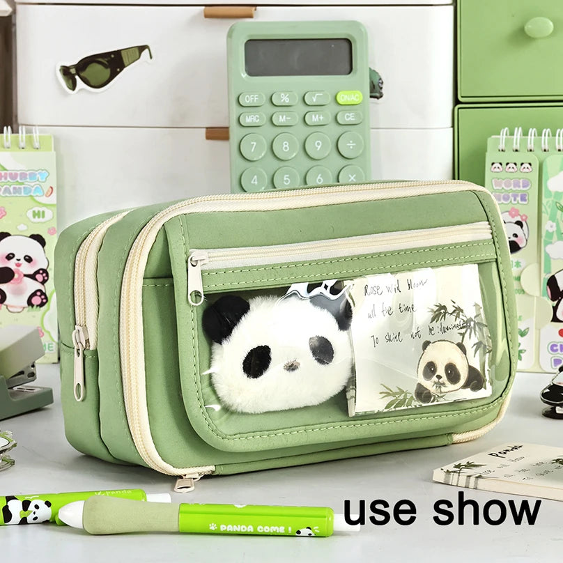 9-Layers Large Capacity Pencil Case with Transparent Compartment and Magnetic Button Flip for Retrieval School Supplies Pencil